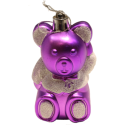 Ёлочное украшение Новогодняя сказка Мишка 8,5 см, фиолетовый, 4 шт/уп