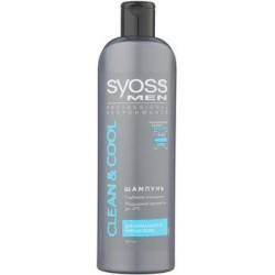 Syoss шампунь Men Clean&Cool Глубокое очищение для нормальных и жирных волос, 500 мл.