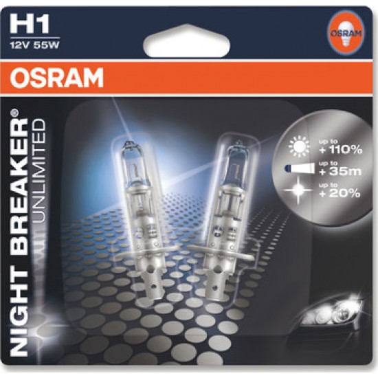 Автомобильная лампа H1 55W Night Breaker Unlimited 2 шт. OSRAM