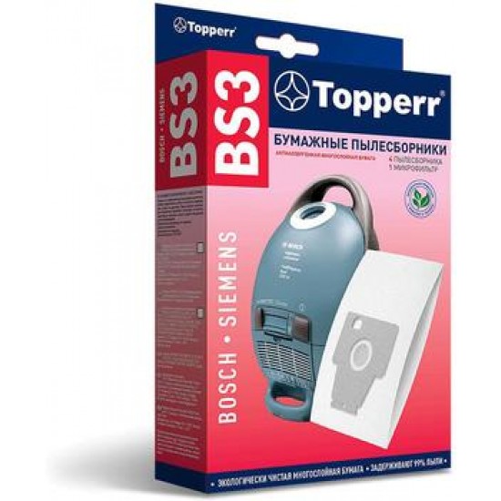 Topperr Пылесборник для пылесоса Bosch-Siemens BS 3 (Тип P) 4 шт.