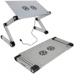 Стол-подставка для ноутбука Crown CMLS-116G, до 17', с вентилятором, серебристая