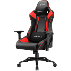 Кресло для геймера Sharkoon Elbrus 3 чёрно-красное (синтетическая кожа, регулируемый угол наклона, механизм качания)