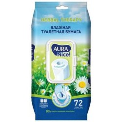 Влажная туалетная бумага Aura Nice Herbal therapy с ромашкой, 72 шт.
