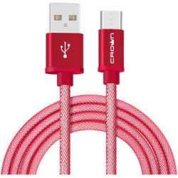 Кабель USB-MicroUSB 1m красный Crown (CMCU-3072M) алюминий/нейлон