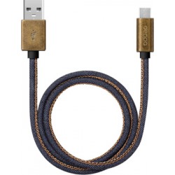 Кабель USB-MicroUSB 1.2m синий Deppa (72276) медь/джинса
