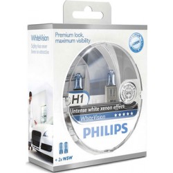 Автомобильная лампа H1 55W White Vision 2шт. + W5W 2шт. Philips