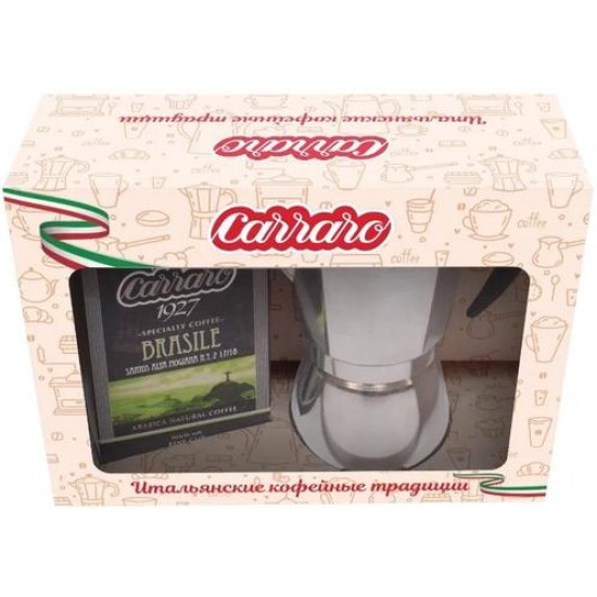 Подарочный набор Carraro (Молотый кофе Carraro Brasile 250 гр в/у + Кофеварка Italco SOFT 6 порций 275600)