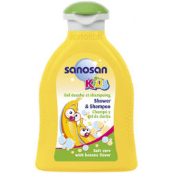 Средство для купания 2 в 1 гель для душа и шампунь для чувствительной кожи с ароматом банана Sanosan 200 мл
