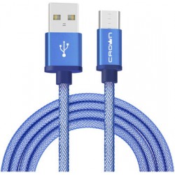 Кабель USB-MicroUSB 1m синий Crown (CMCU-3072M) алюминий/нейлон