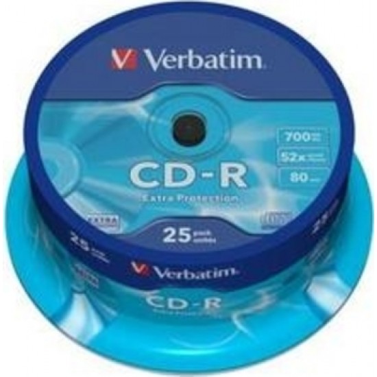 Оптический диск CDR диск Verbatim DL 700Mb 52x CakeBox 25шт. (43432)