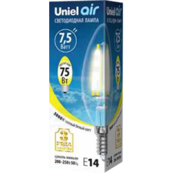 Uniel Air LED-C35-7,5W/WW/E14/CL GLA01TR UL-00003245