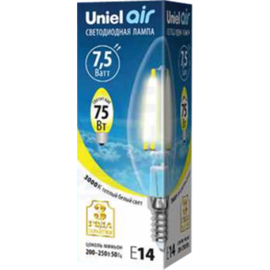 Uniel Air LED-C35-7,5W/WW/E14/CL GLA01TR UL-00003245