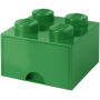 Пластиковый кубик LEGO для хранения 4, с ящиками, зеленый