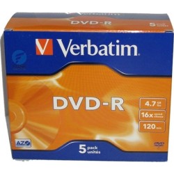 Оптический диск DVD-R диск Verbatim 4,7Gb 16x 5шт. JawelCase (43519)