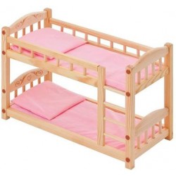 Кукольная кроватка Paremo из дерева, двухъярусная, розовый текстиль PFD116-04