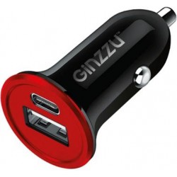 Автомобильное зарядное устройство Ginzzu GA-4504UB QC3.0 + USB Type-C без кабеля, черное