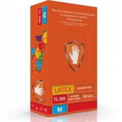 Перчатки Safe&Care латексные смотровые неопудренные, размер M (50 пар/упак)
