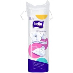 Ватные подушечки Bella Cotton бережный демакияж. Чистота и нежность, 80 шт/уп.
