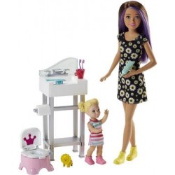 Mattel Barbie 'Няня Скиппер' с аксессуарами FHY97/FJB01 (в платье с ромашками)