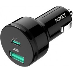 Автомобильное зарядное устройство Aukey СС-Y7 Power Delivery 24W USB A + USB Type-C черное