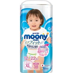 Трусики-подгузники Moony Man для девочек XL (12-22 кг), 38шт.