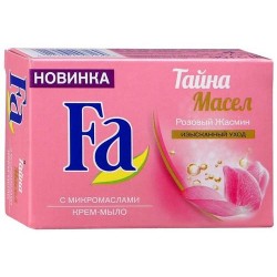Твердое мыло Крем-мыло кусковое Fa Тайна масел розовый жасмин, 90 г.