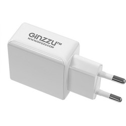 Сетевое зарядное устройство Ginzzu GA-3313UW 3.1A, 2xUSB кабель Apple Lightning 1.0 метра, белое