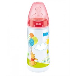 Бутылочка для кормления NUK First Choice Plus Дисней полипропилен, 300 мл + силиконовая соска со средним отверстием для пищи M р-р 1 красная