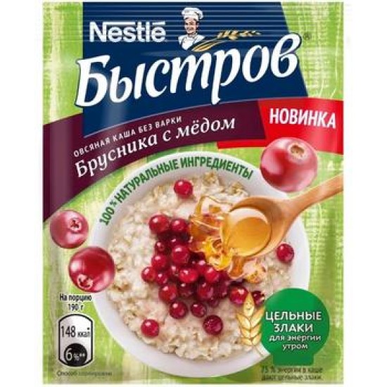 Nestle Каша Быстров овсяная с брусникой и медом 40 гр