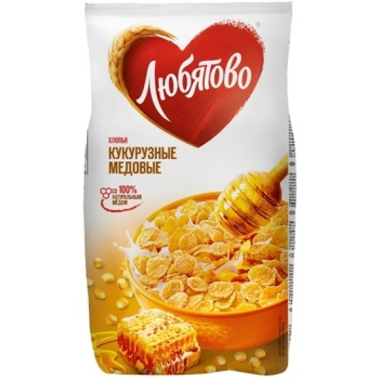 Готовый завтрак Любятово Хлопья кукурузные медовые, пакет 250 гр