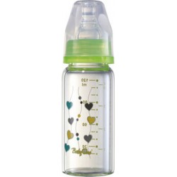 Бутылочка для кормления BabyOno стеклянная стандартная, 120 мл (зеленая)
