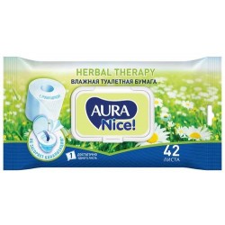 Влажная туалетная бумага Aura Nice Herbal therapy с ромашкой, 42 шт.