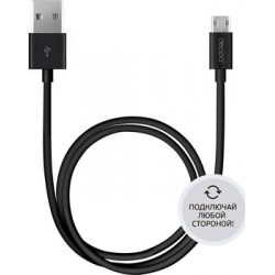Кабель USB-MicroUSB 2m черный Deppa (72213) оба коннектора двусторонние