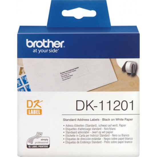Наклейка Стандартные адресные наклейки Brother DK11201 (29 x 90 мм), 400 штук в рулоне