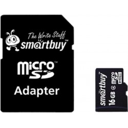 Micro SecureDigital 16Gb Smartbuy SDHC class 10 (SB16GBSDCL10-01) + SD адаптер
