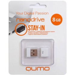 USB Flash накопитель 8GB Qumo Nano (QM8GUD-NANO-W) USB 2.0 белый