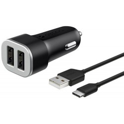 Автомобильное зарядное устройство Deppa 2.4A USB Type-C 2xUSB черный (11284)