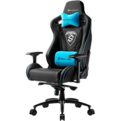 Кресло для геймера Sharkoon Shark Skiller SGS4 чёрно-синее (синтетическая кожа, регулируемый угол наклона, механизм качания)