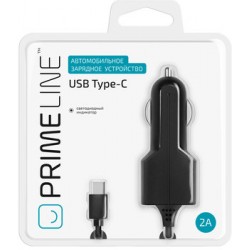 Автомобильное зарядное устройство Prime Line 2.1A USB Type-C черный (2217)
