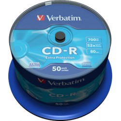 Оптический диск CDR диск Verbatim DL 700Mb 52x CakeBox 50шт. (43351)