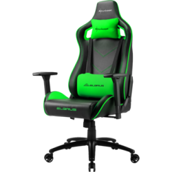 Кресло для геймера Sharkoon Elbrus 2 чёрно-зелёное (синтетическая кожа, регулируемый угол наклона, механизм качания)