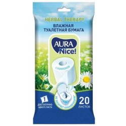 Влажная туалетная бумага Aura Nice Herbal therapy с ромашкой, 20 шт.