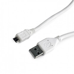Кабель USB2.0 тип А(m)-microB(5P) 1м Cablexpert (CC-P-mUSB02W-1M) Platinum белый