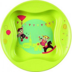 Детская тарелка Bebe Confort 'Le Cirque Village' в форме клевера с герметичной крышкой, зеленый