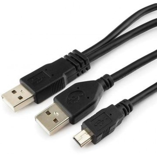 Кабель USB2.0 тип А(m) x2 -miniB(5P) 0.9м.