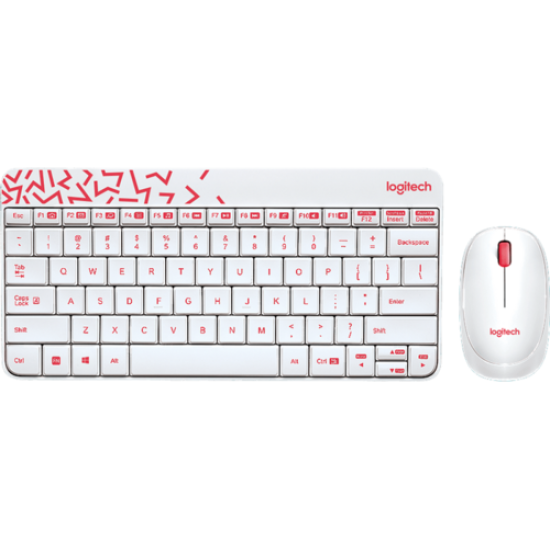 Клавиатура+мышь Logitech Wireless Combo MK240 White/Red USB 920-008212