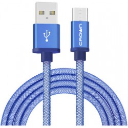 Кабель USB2.0-Type C 1m синий Crown (CMCU-3072C) алюминий/нейлон