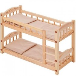 Кукольная кроватка Paremo из дерева, двухъярусная, бежевый текстиль PFD116-05