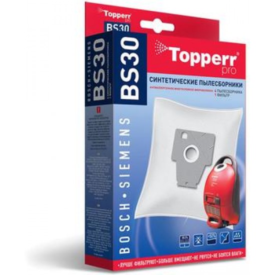 Topperr BS30 Пылесборник синтетический для пылесоса BOSCH, SIEMENS (Тип P) 4 шт.