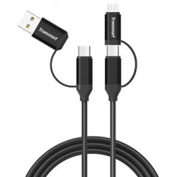 Кабель USB2.0 - Type C - microUSB 1m Tronsmart 4-in-1, черный, C4N1